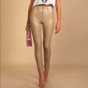 7 for All Mankind Skinny Faux Leather Pants Camel Size M NWT